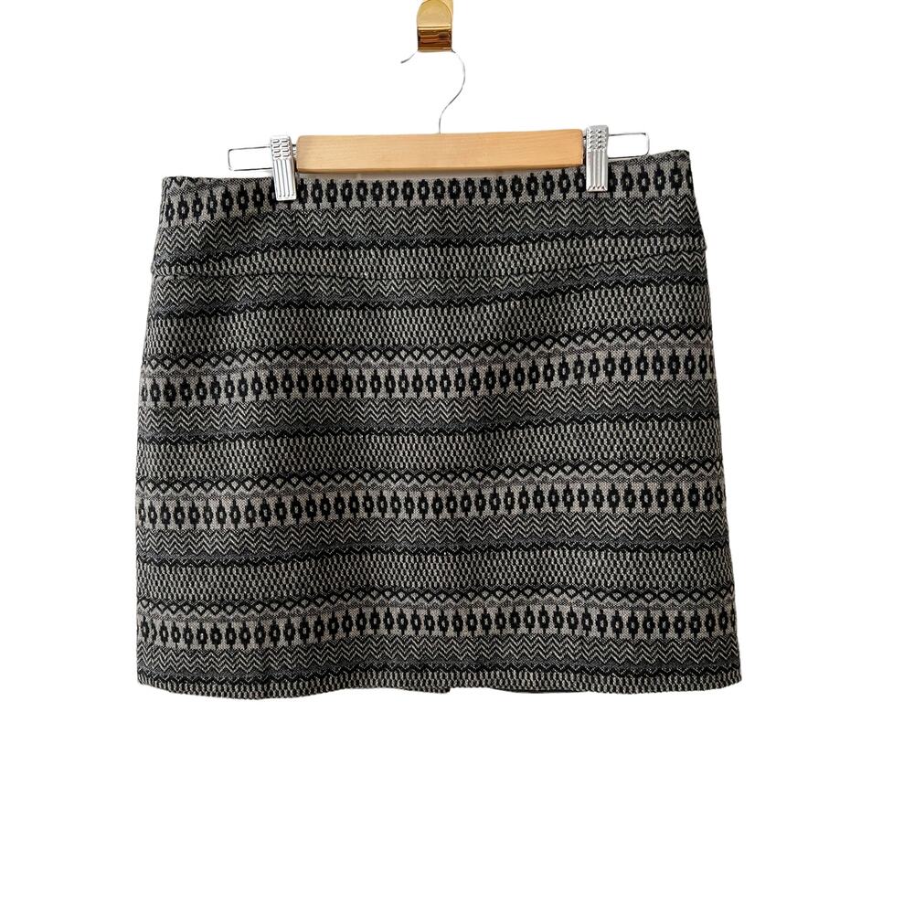 Dalia Collection Gray Wool Patterned Mini Skirt - image 1